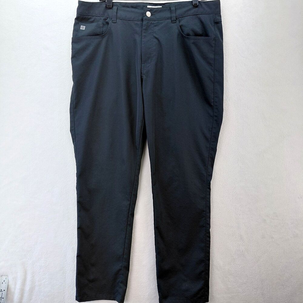Peter Millar EB66 Pants Mens 36x32 Black 5-Pocket Performance Stretch Golf Chino